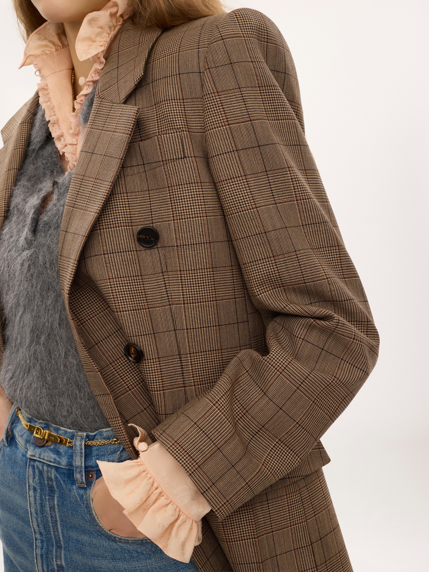 Double-breasted tailored jacket in check wool - 6.0