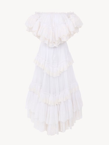 Long ruffled dress in cotton voile - 2