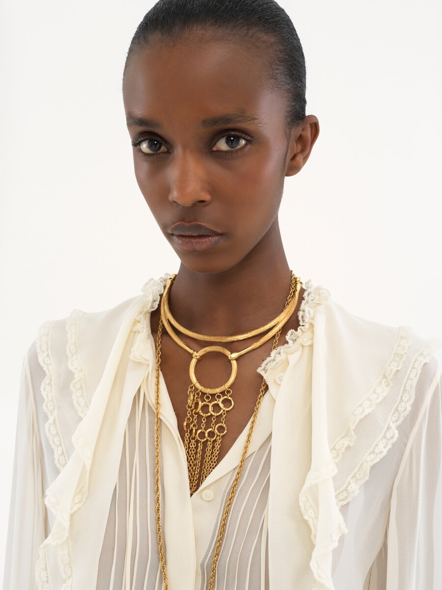 Blusa con volantes de georgette de seda - 7