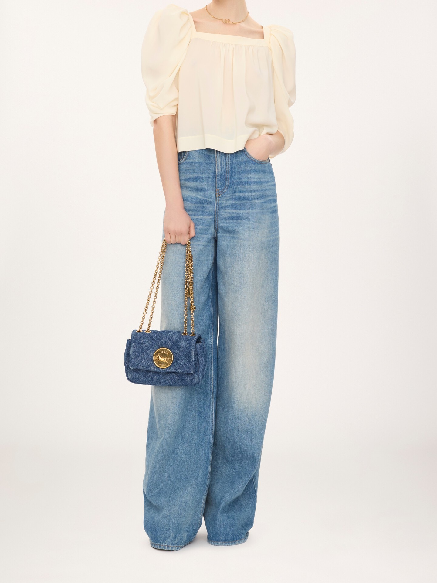Small Chlo&eacute; Heritage shoulder bag in denim - 7.0