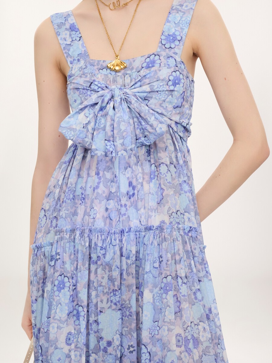 Tiered long dress in cotton voile - 7