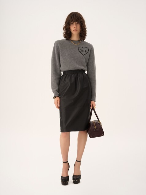 Cropped fitted logo sweater in a wool knit