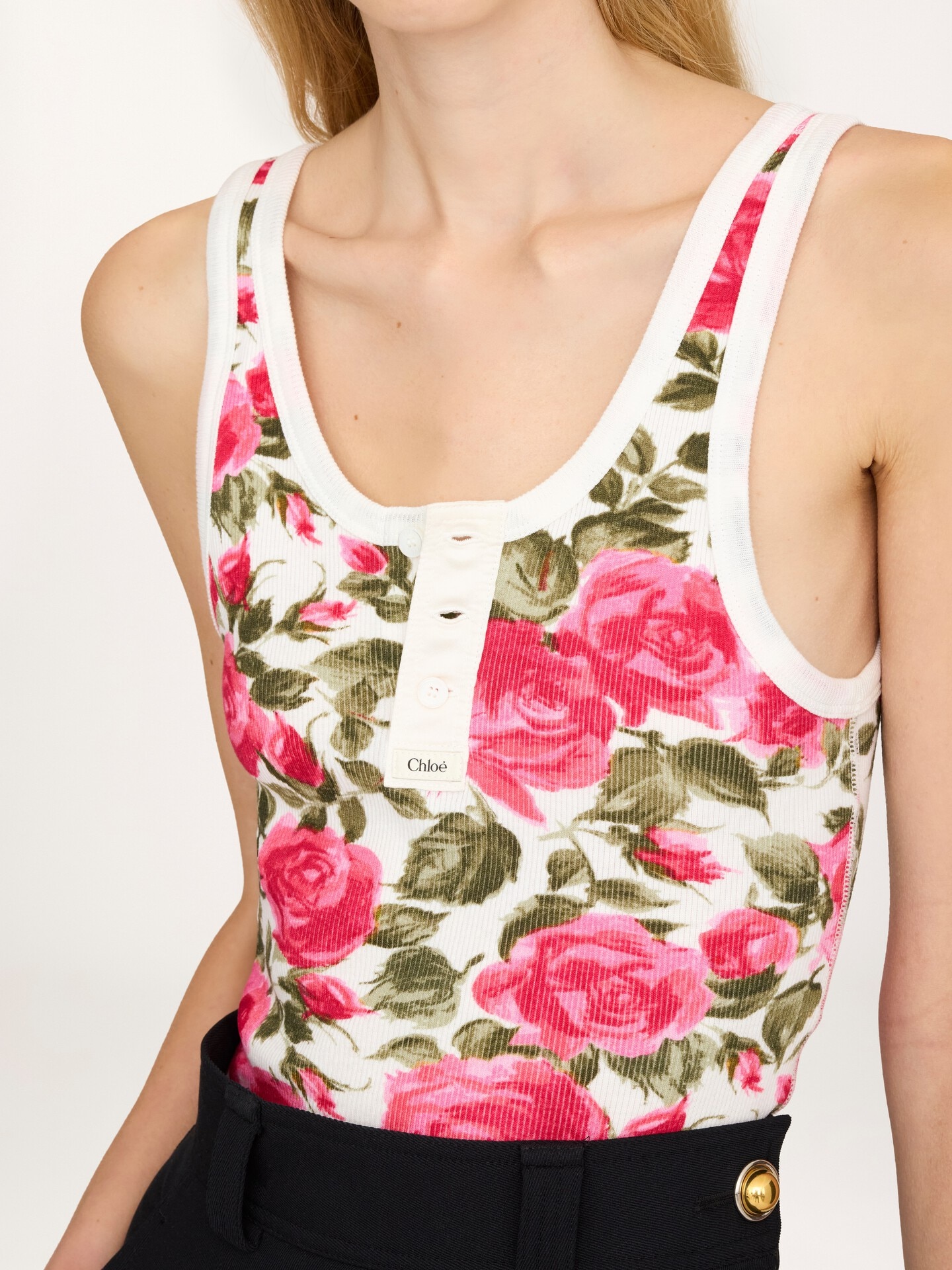 Henley tank top in cotton jersey - 5.0
