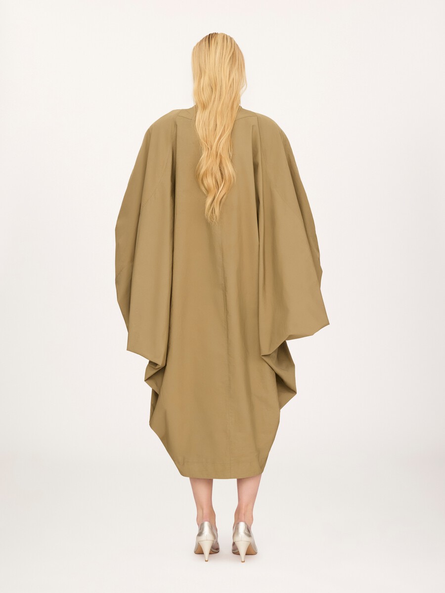 High-neck oversized cape coat in cotton poplin - 6