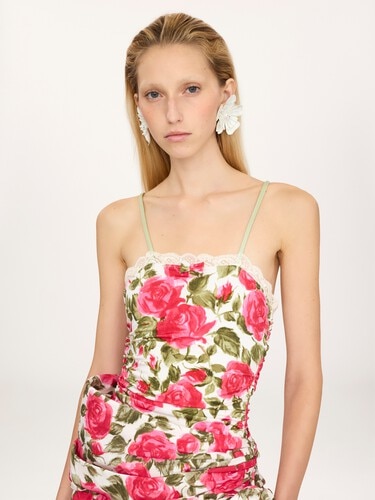 Rose-print ruched bodysuit - 6