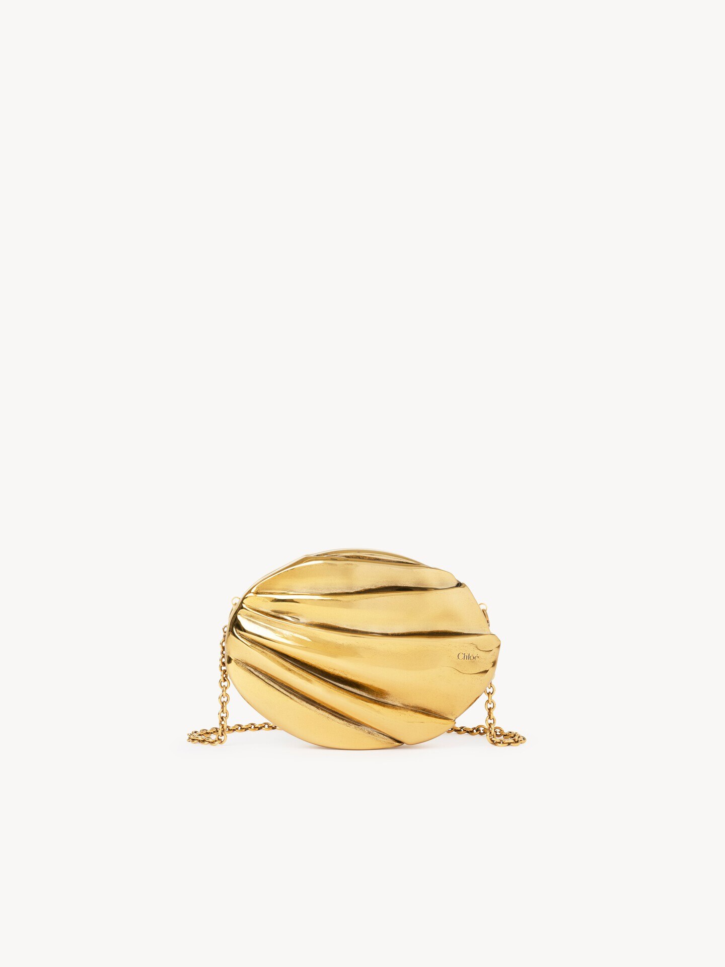 Chlo&eacute; Pliss&eacute; minaudi&egrave;re with chain in copper & brass - 1.0