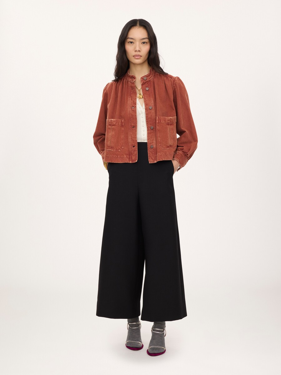 Wide-leg tailored pants in wool cr&ecirc;pe - 3