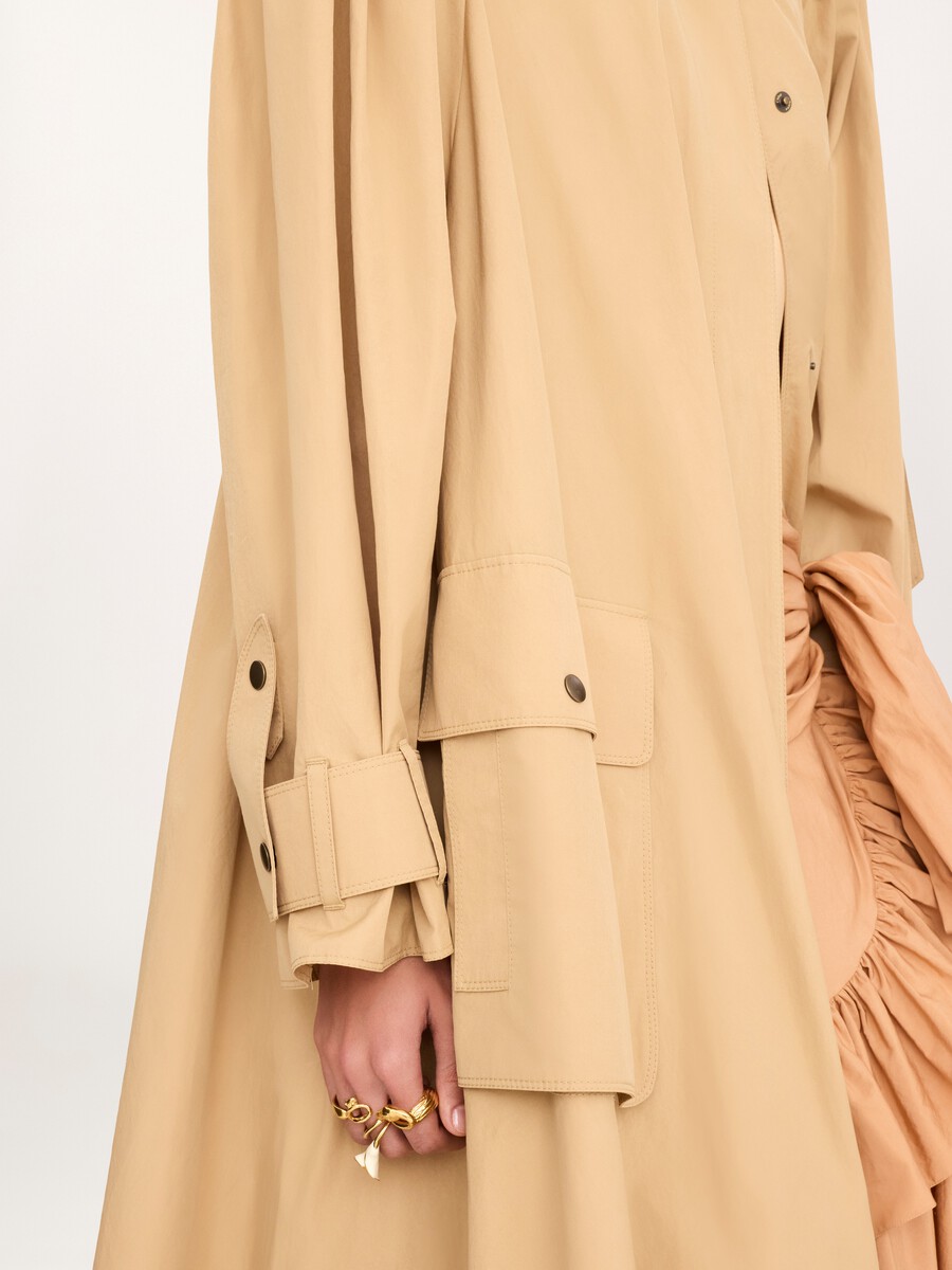 High-neck scarf trench coat in cotton poplin - 7
