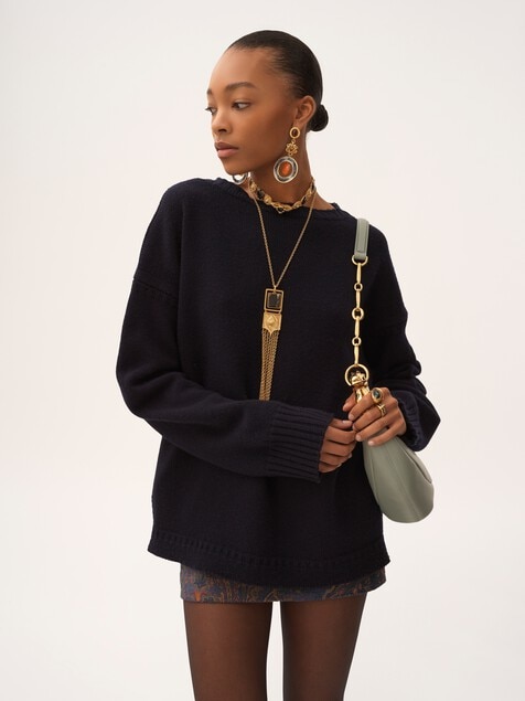 Chain Horse shoulder bag in grained leather