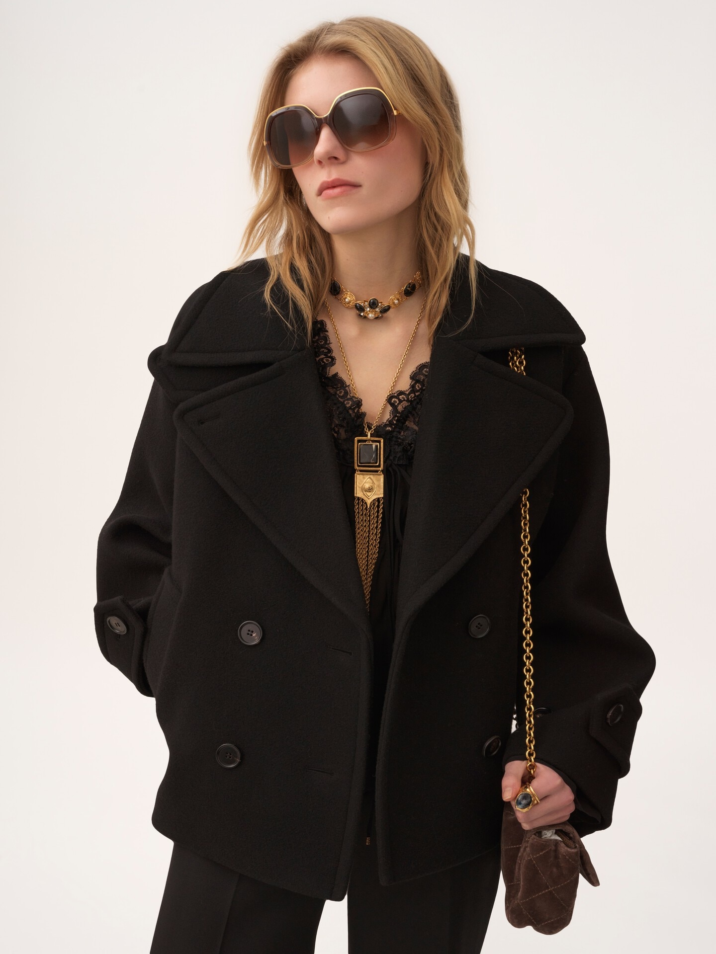 Oversized short coat in wool - 3.0
