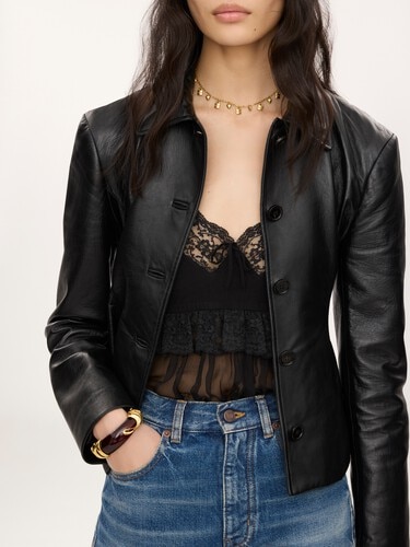 Fitted tailored jacket in leather - 7