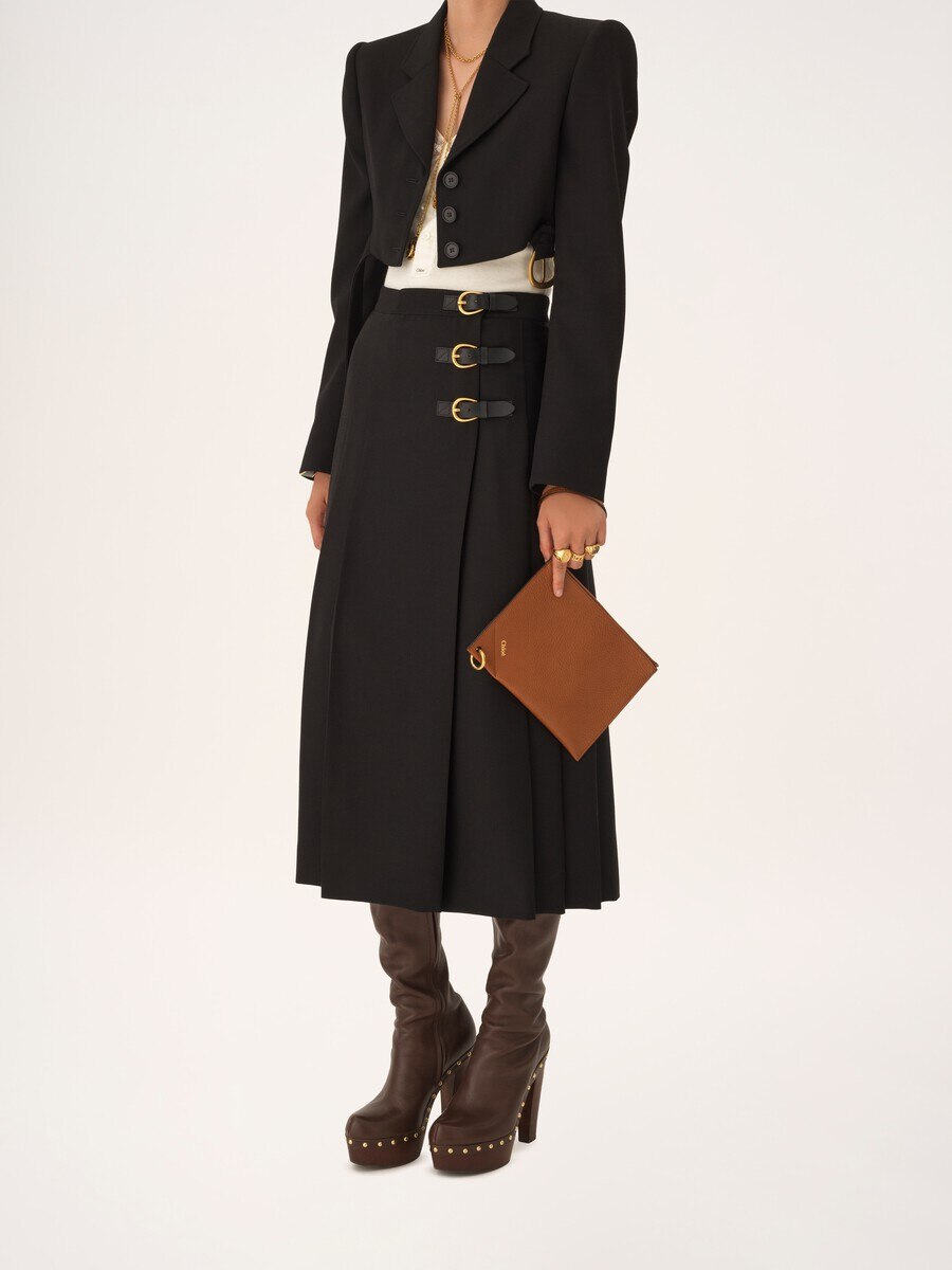 Chlo&eacute; Spin zipped pouch in grained leather - 5