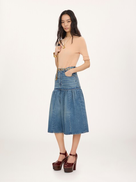 High-rise balloon bermuda shorts in denim