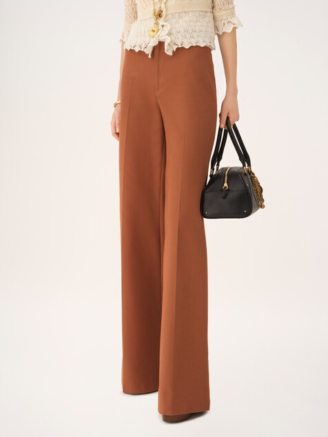 High-rise flared pants in cotton canvas
