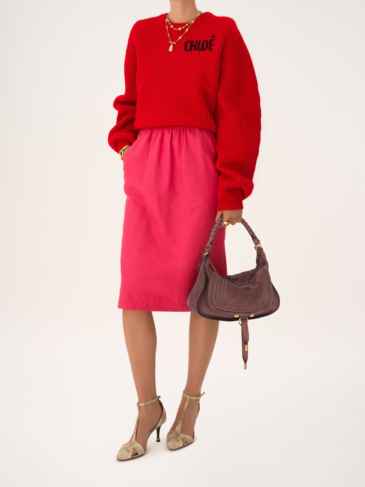 Small Marcie shoulder bag in suede leather - 8.0