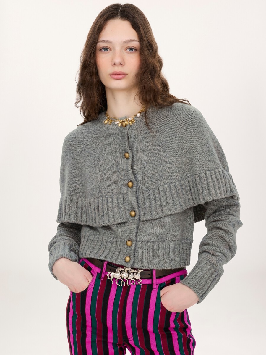Cape cardigan in a wool & cashmere knit - 3