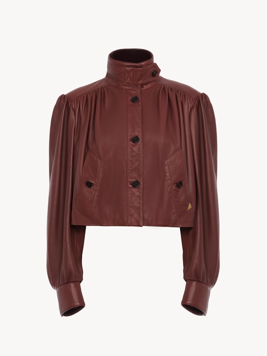 Gathered boule jacket in leather - 2