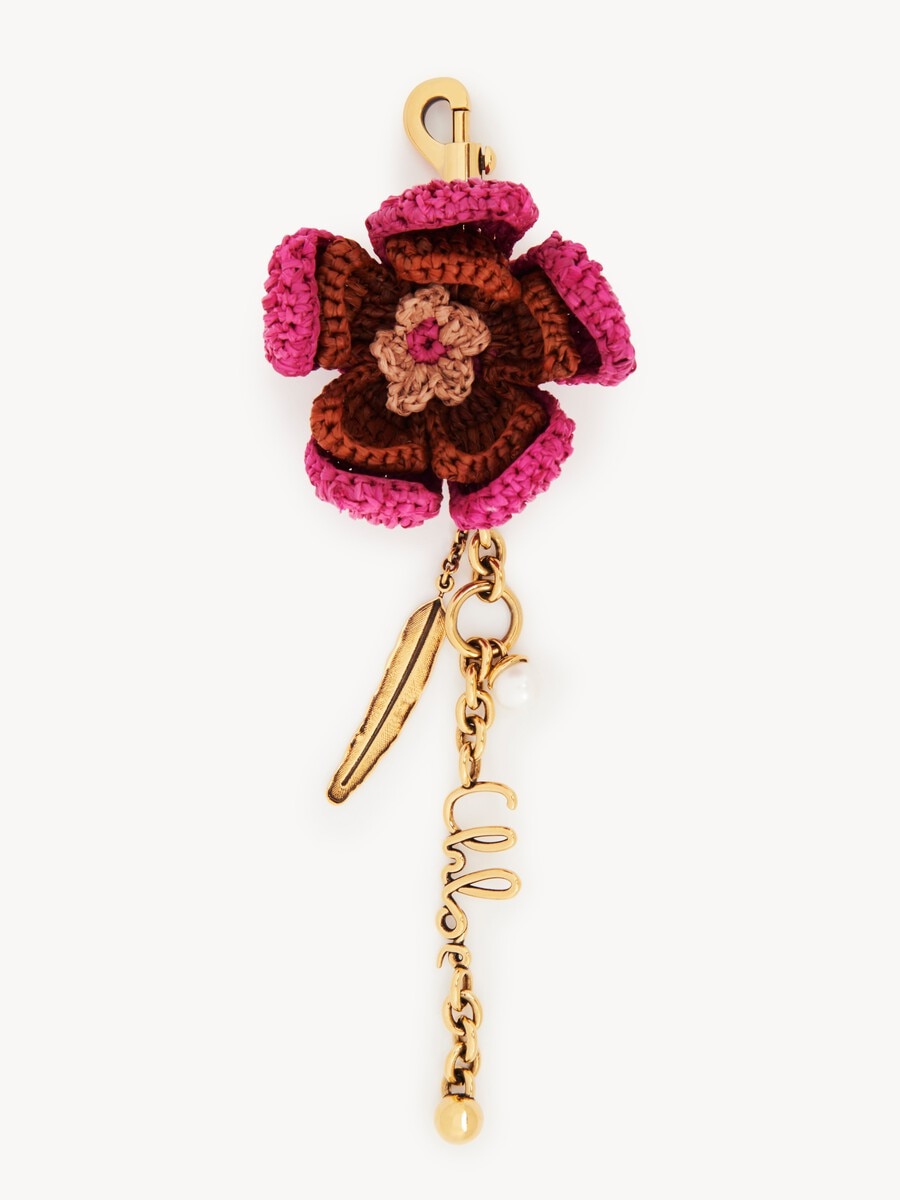 Charm para bolso Flower de rafia y metal - 1