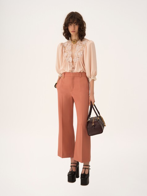 Flared bootcut pants in wool gabardine