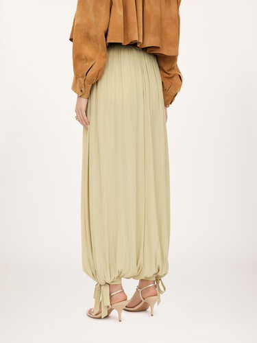 Fluid pleated pants in washed technical satin - 5