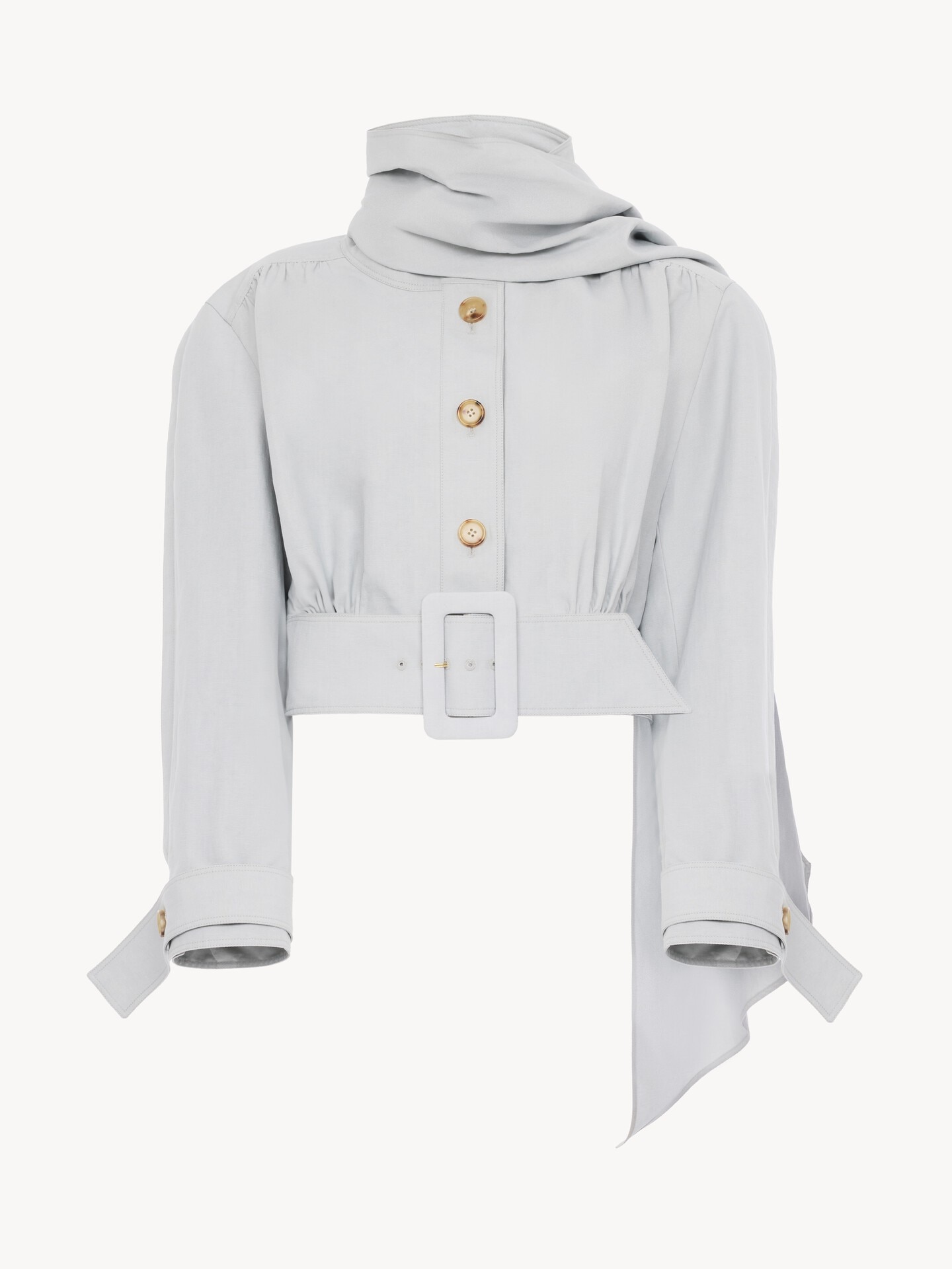 Cropped scarf jacket in a linen-cotton mix - 2.0