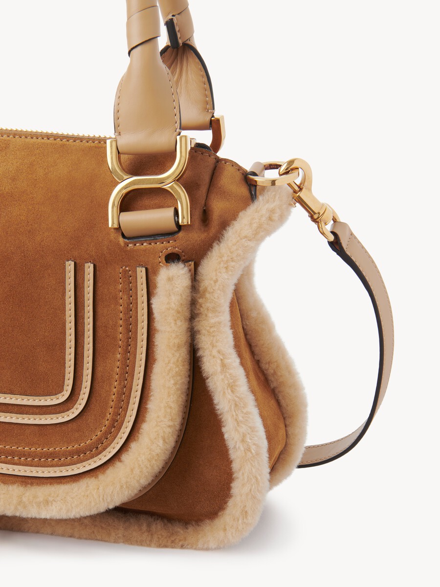 Small Marcie bag in suede leather & shearling - 6
