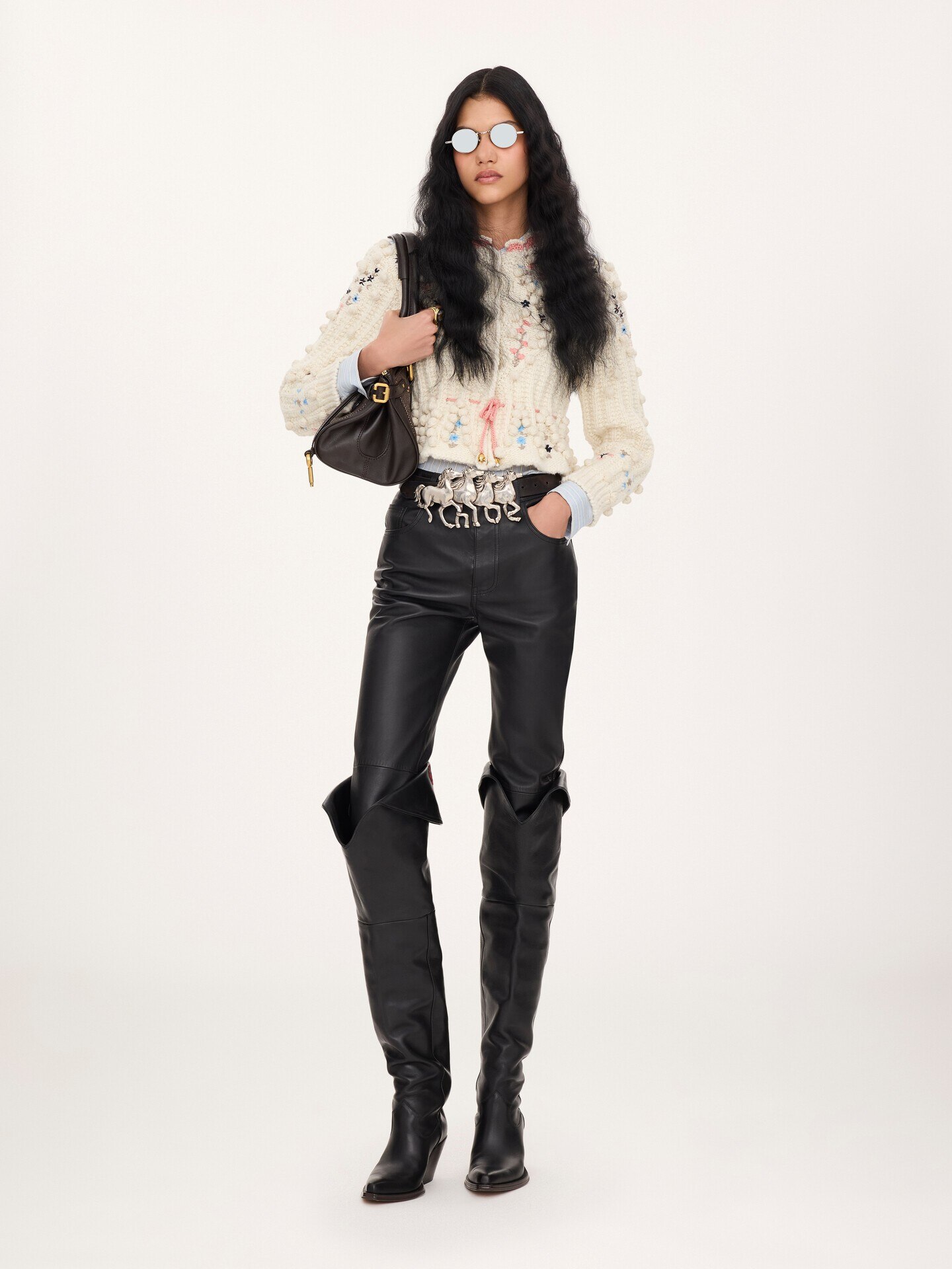 Cropped fitted cardigan in a wool knit - 1.0