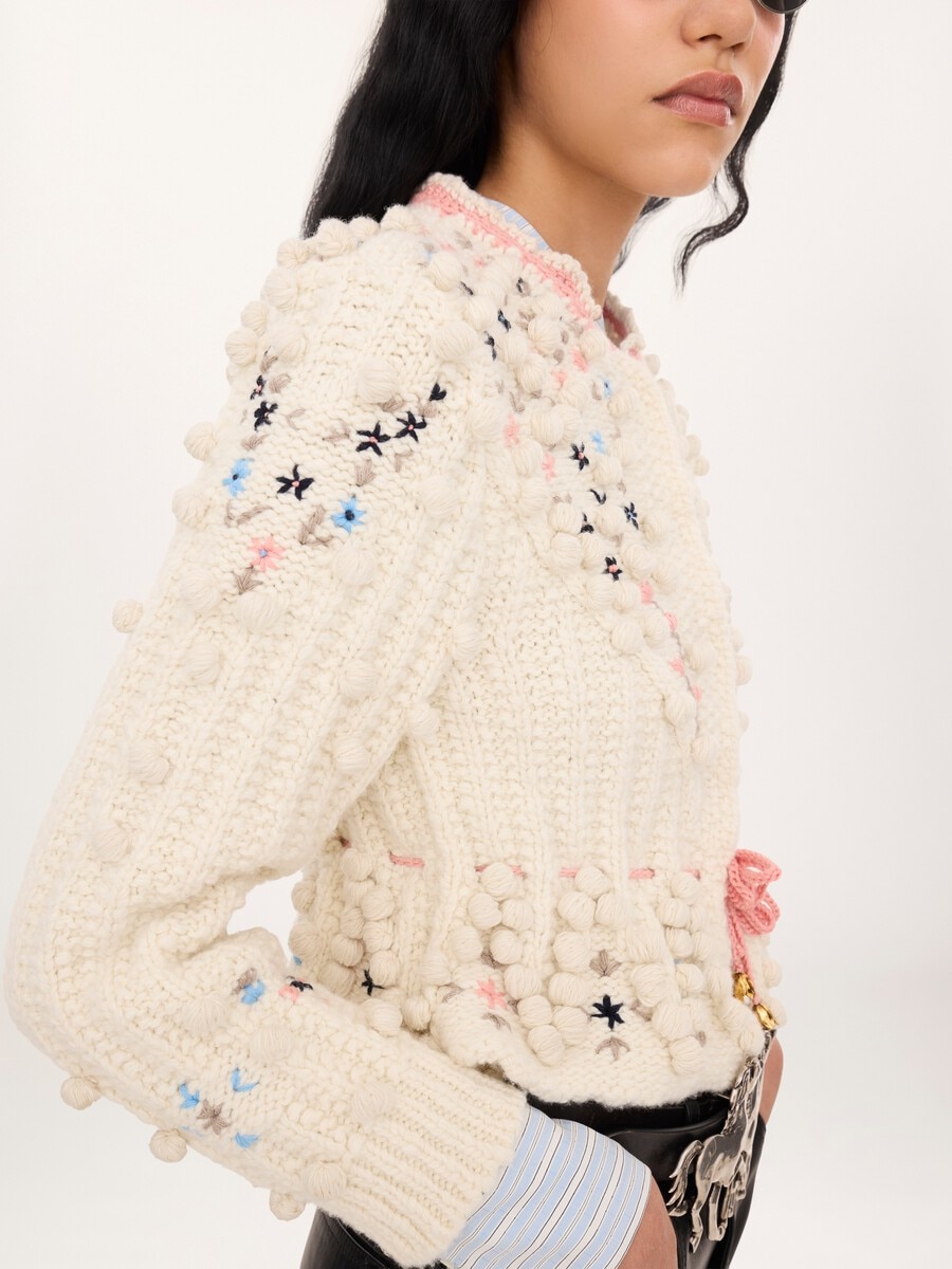 Cropped fitted cardigan in a wool knit - 5
