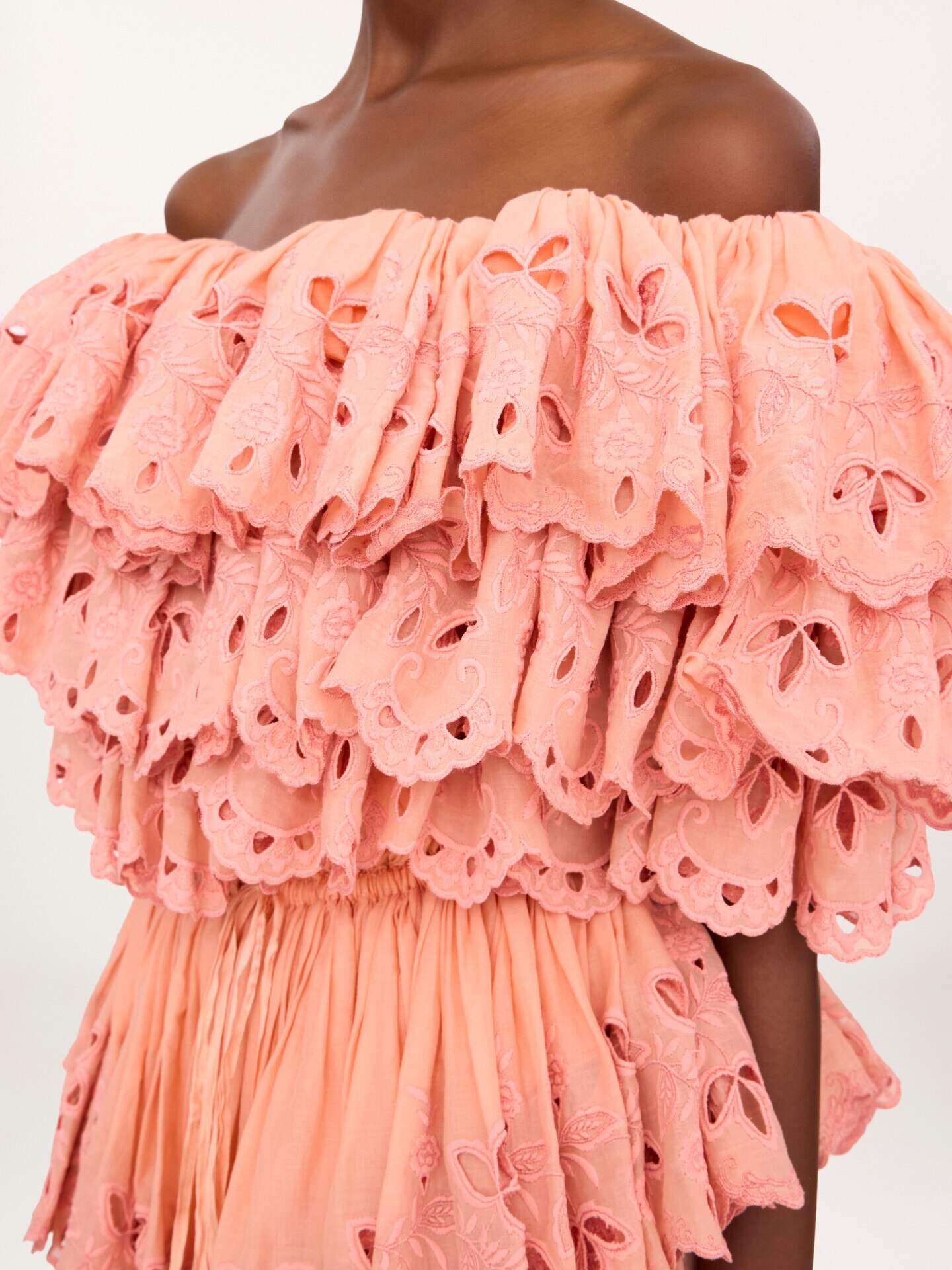 Ruffled long dress in cotton voile - 5.0