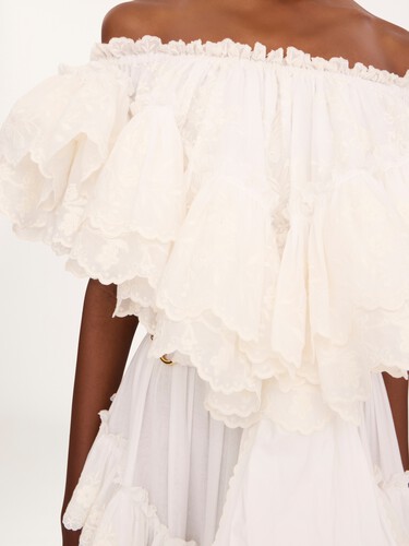 Long ruffled dress in cotton voile - 4