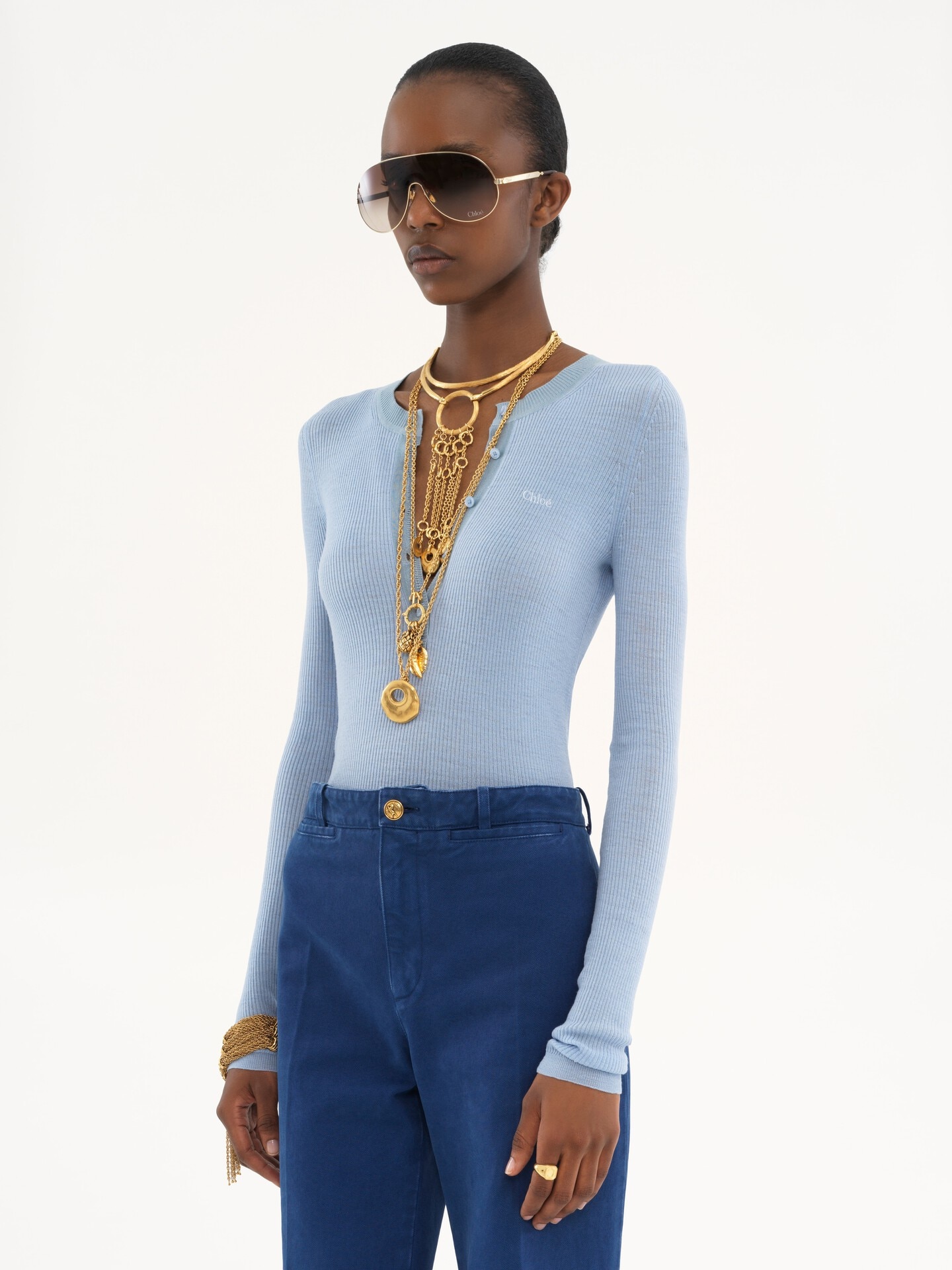 Knitted Henley shirt in superfine wool knit - 3.0