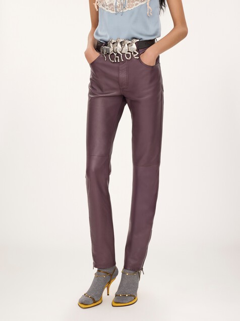 Slim pants in leather