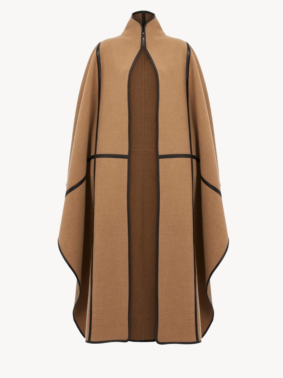 Oversized long cape coat in wool