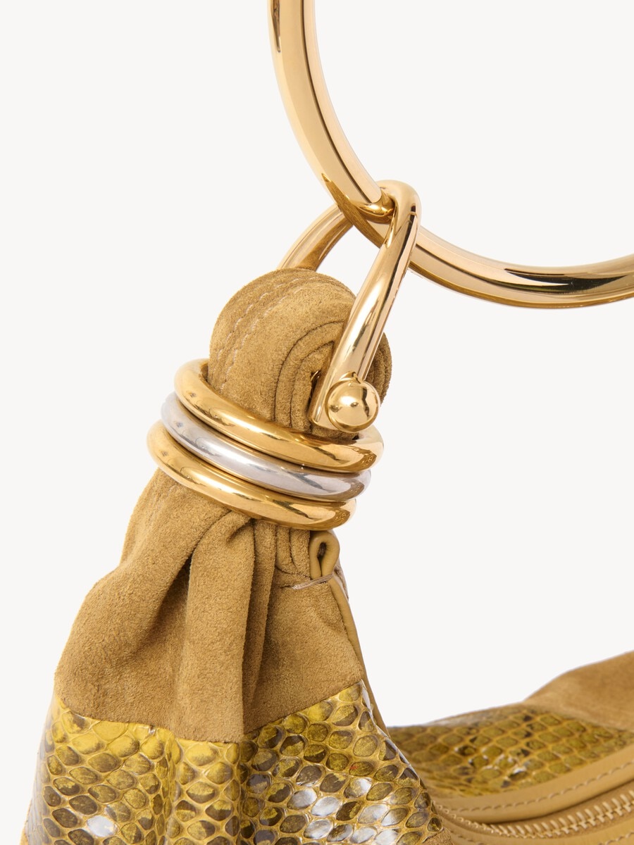 Mini Bracelet Hobo bag in suede leather & snakeskin - 5