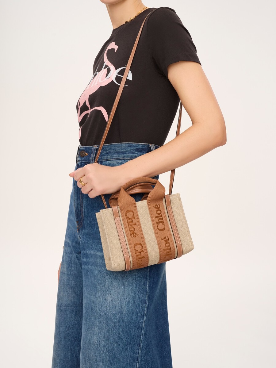 Minibolso tote Woody de lino - 3