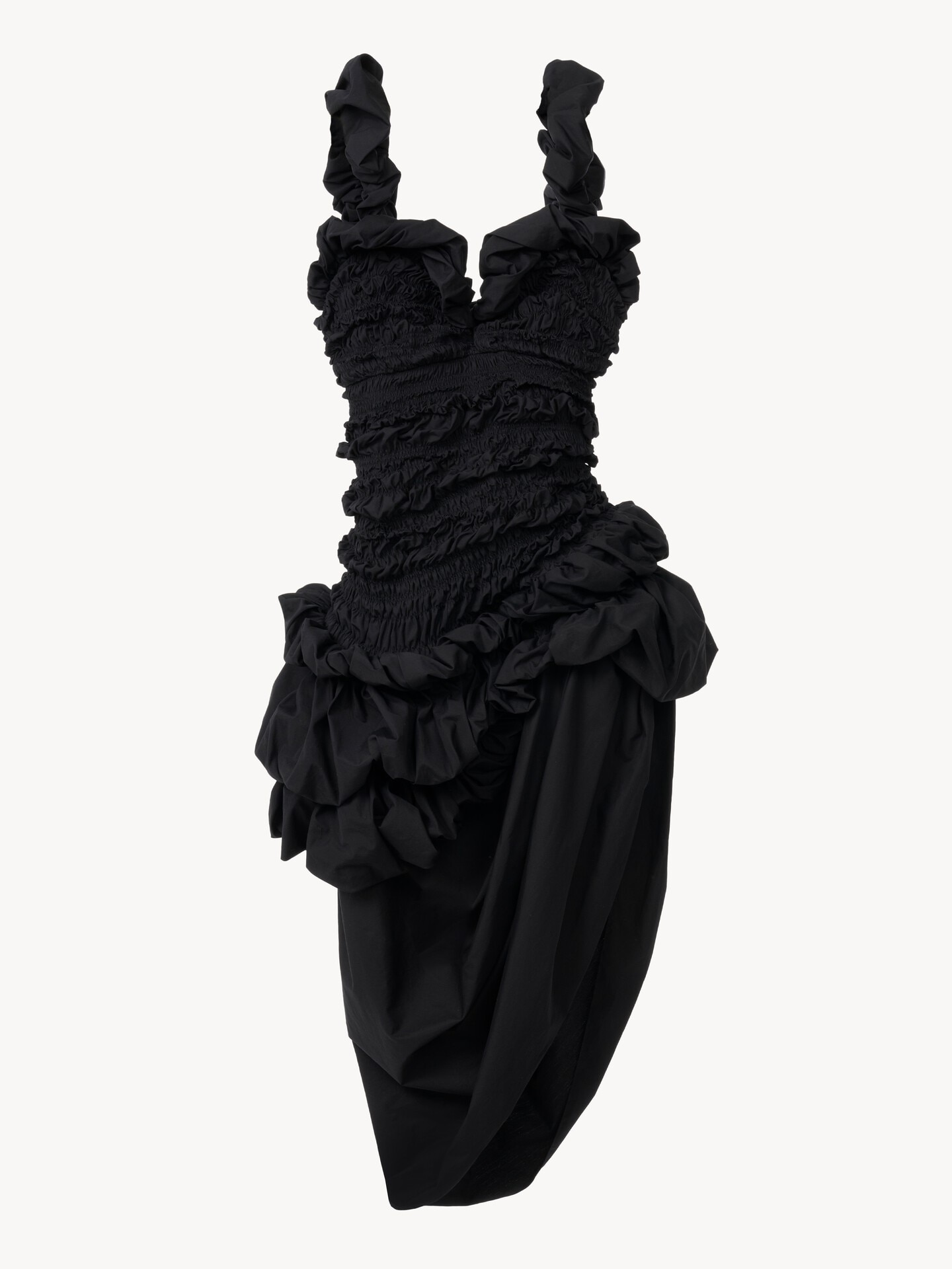 Ruched bustier midi dress in cotton poplin - 2.0