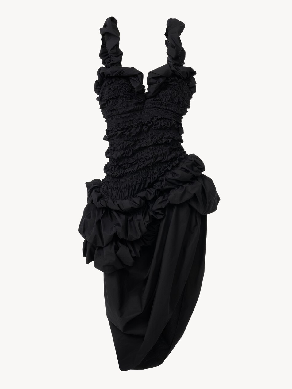 Ruched bustier midi dress in cotton poplin - Packshot