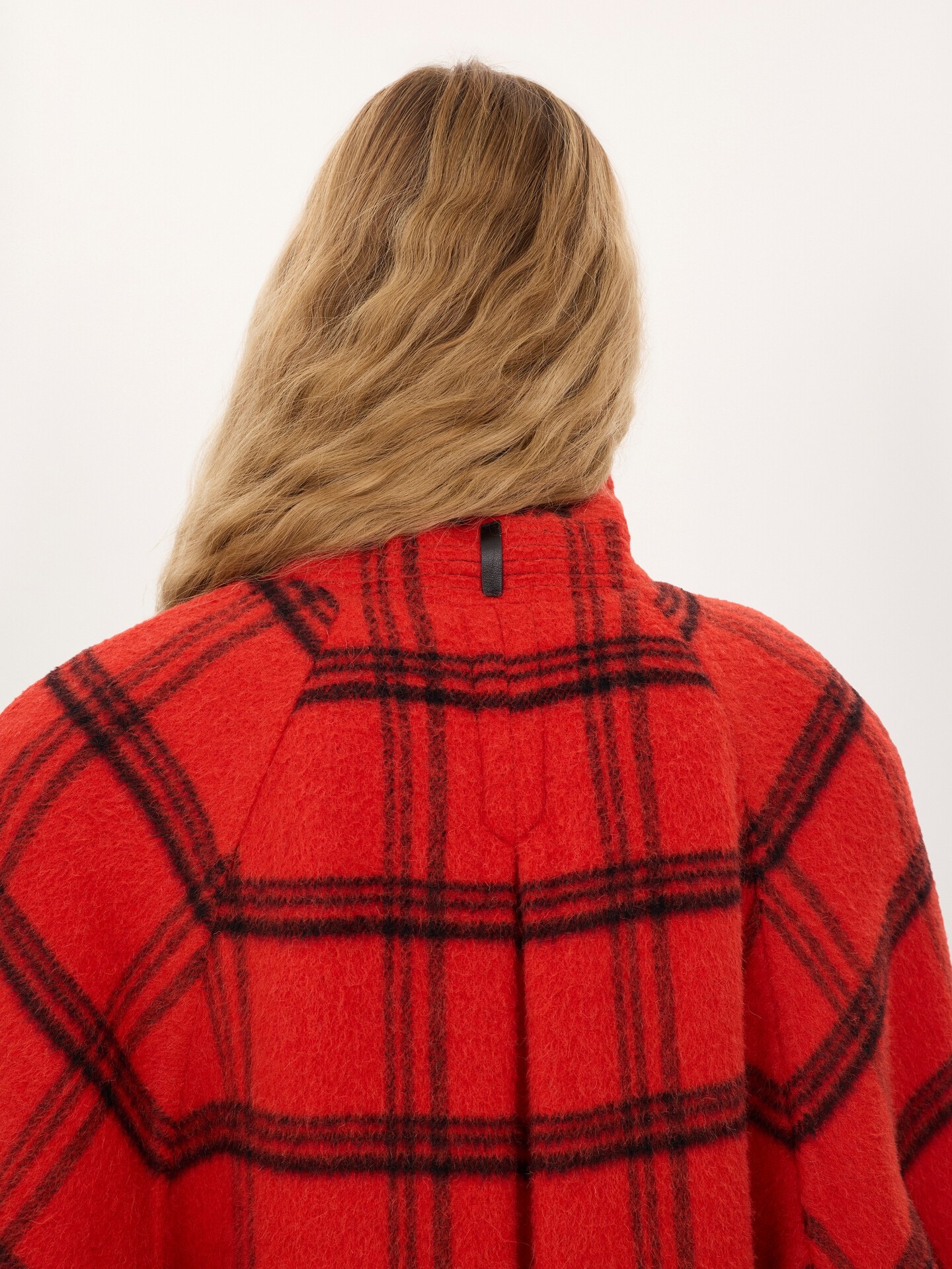 Double-breasted oversized long coat in check double-face wool & alpaca - 6.0