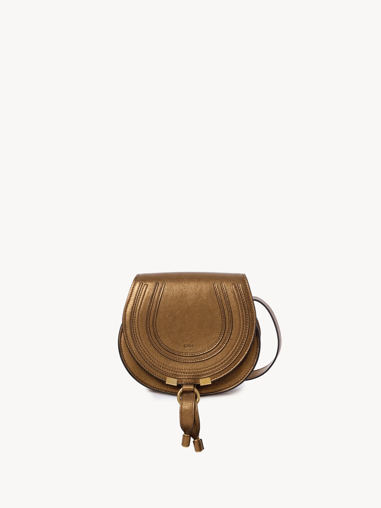 Small Marcie saddle bag in metallized leather - 1.0