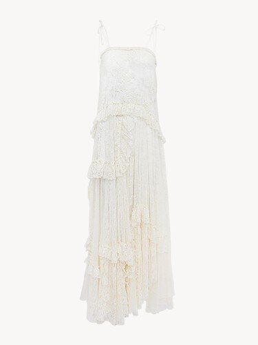 Thin-strap long dress in embroidered lace - 2