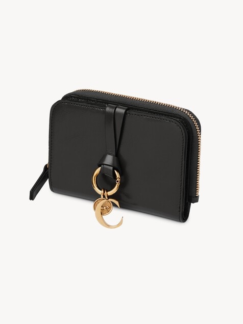 Alphabet bi-fold wallet in shiny leather