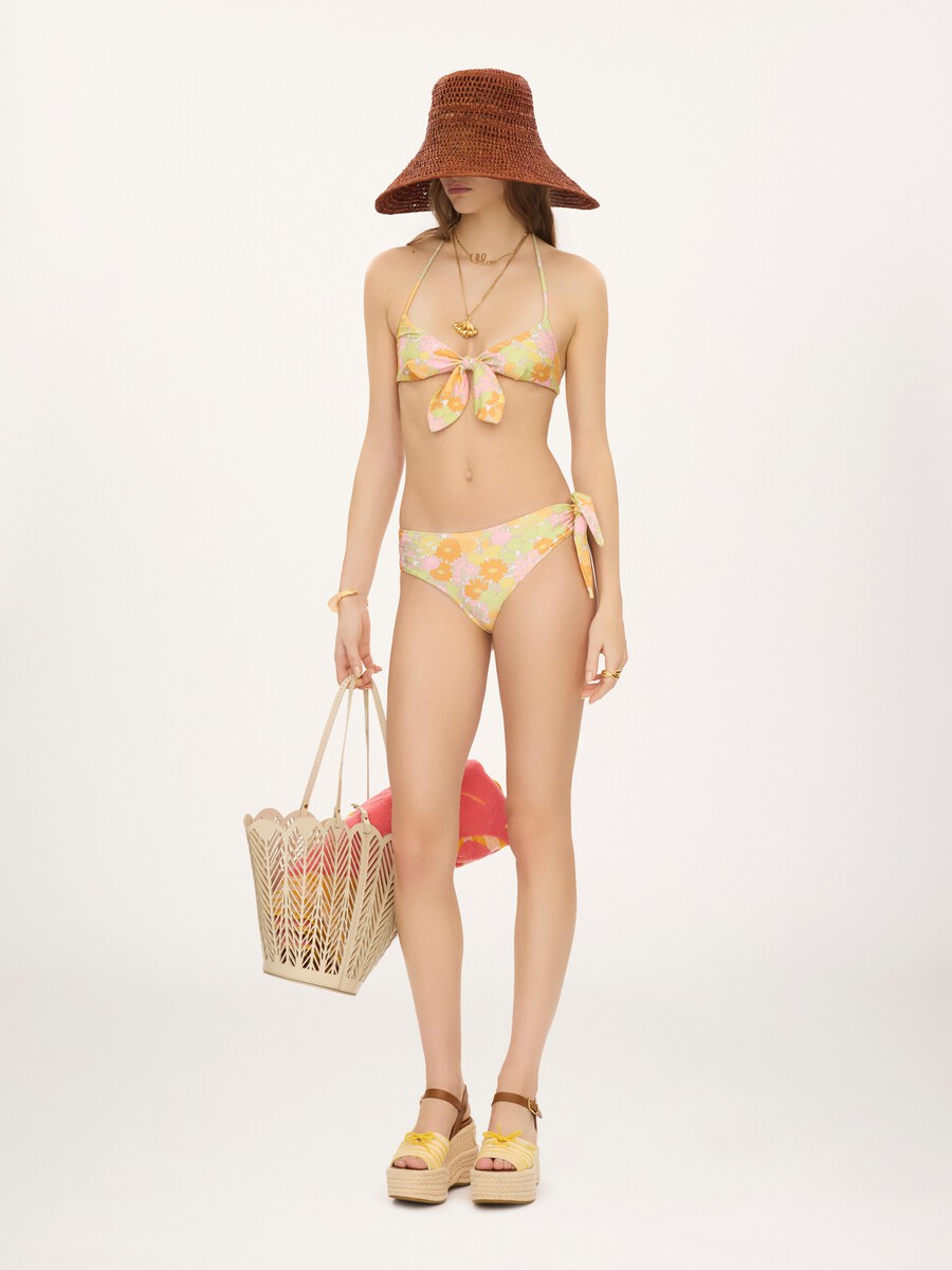Parte inferior de bikini con estampado floral decolorado por el sol - 3
