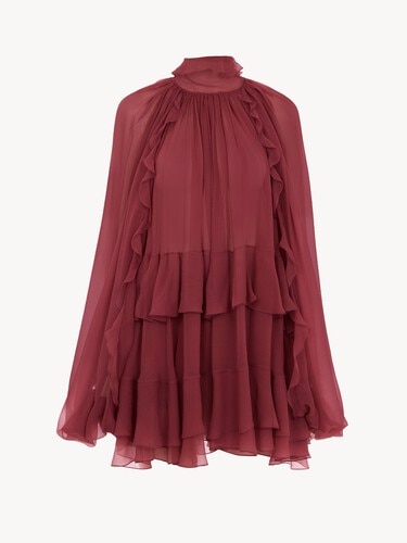 Minivestido capa de muselina de seda - 2