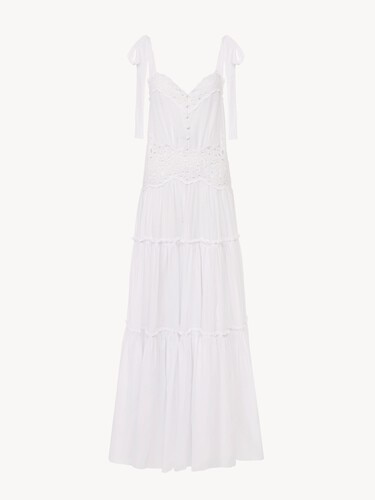Tiered long dress in cotton voile - 2