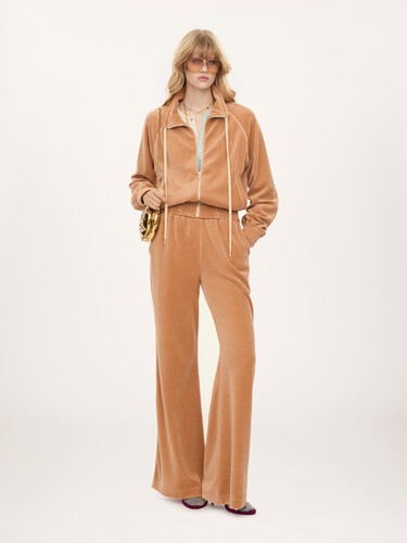 High-neck logo tracksuit jacket in velvet - 3