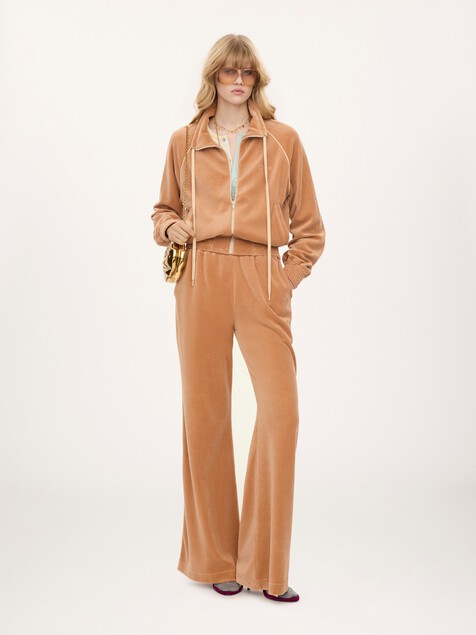 High-neck logo tracksuit jacket in velvet