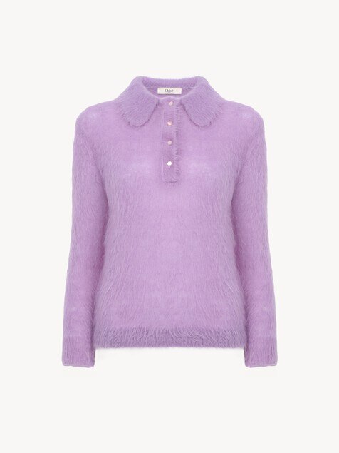 Polo sweater in an alpaca wool-blend knit