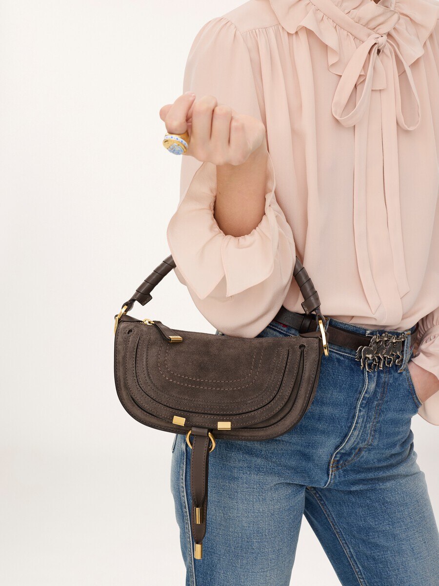 Mini Marcie shoulder bag in suede leather - 3