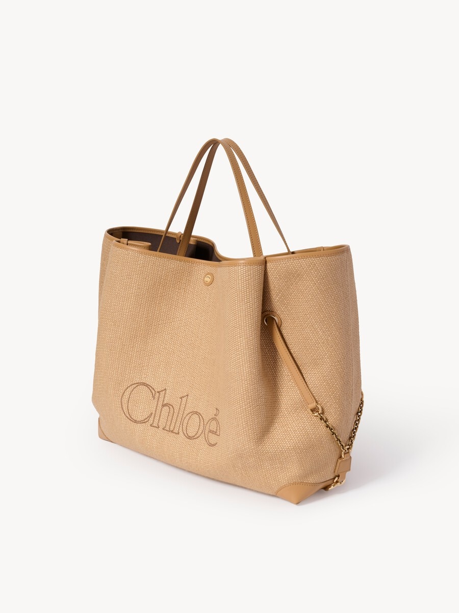Large Chlo&eacute; Clover double carry bag in raffia-effect fibers - 4