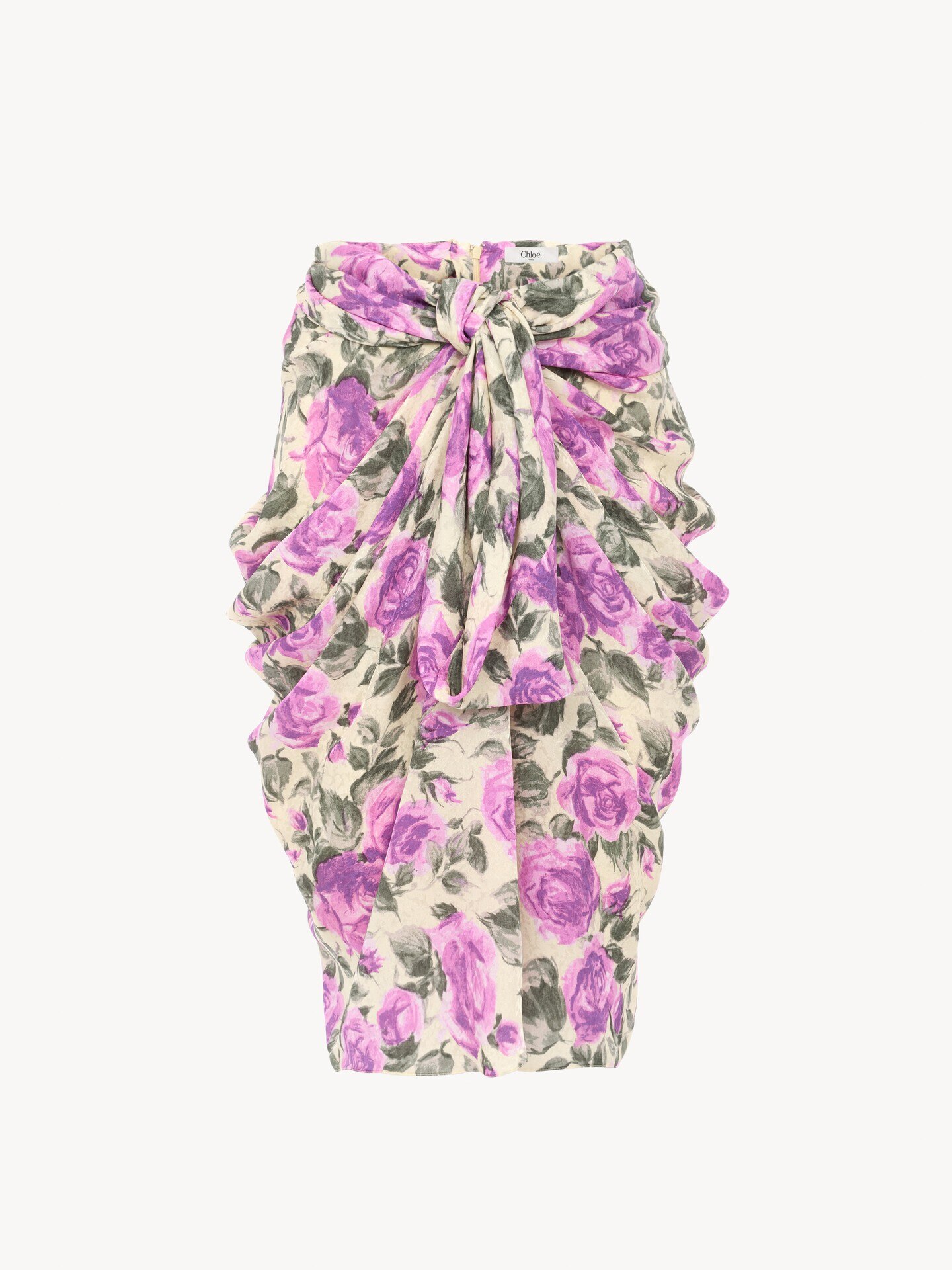 Knee-length wrap skirt in silk - 2.0